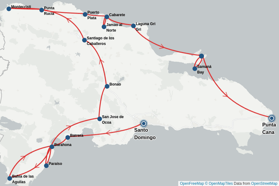 Itinerary Map image for Dominikanische Republik