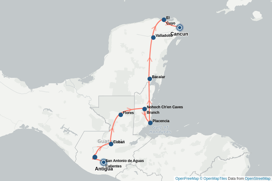Itinerary Map image for Maya Reise