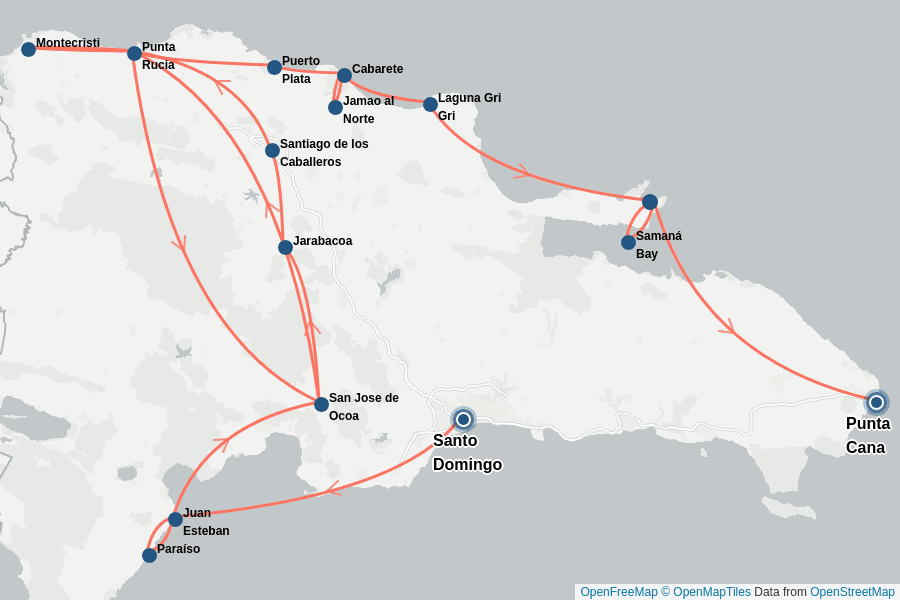 Itinerary Map image for Dominikanische Republik