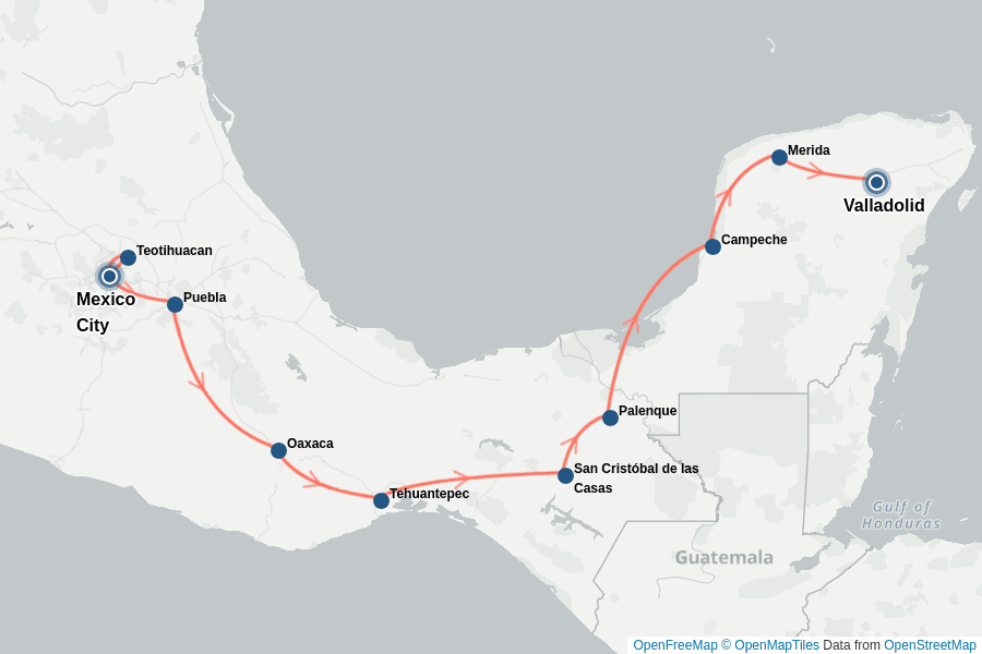 Itinerary Map image for Mexiko Höhepunkte